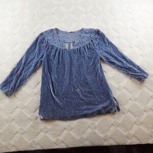 Soft Surroundings Velour Top Womens Petite Small Floral Lace